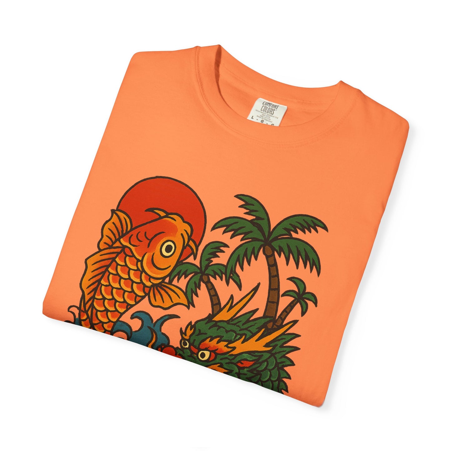 Fierce Dragon and Koi Unisex T-shirt, Vintage Graphic Tee, Beachwear, Unique Gift for Him or Her, Summer Style