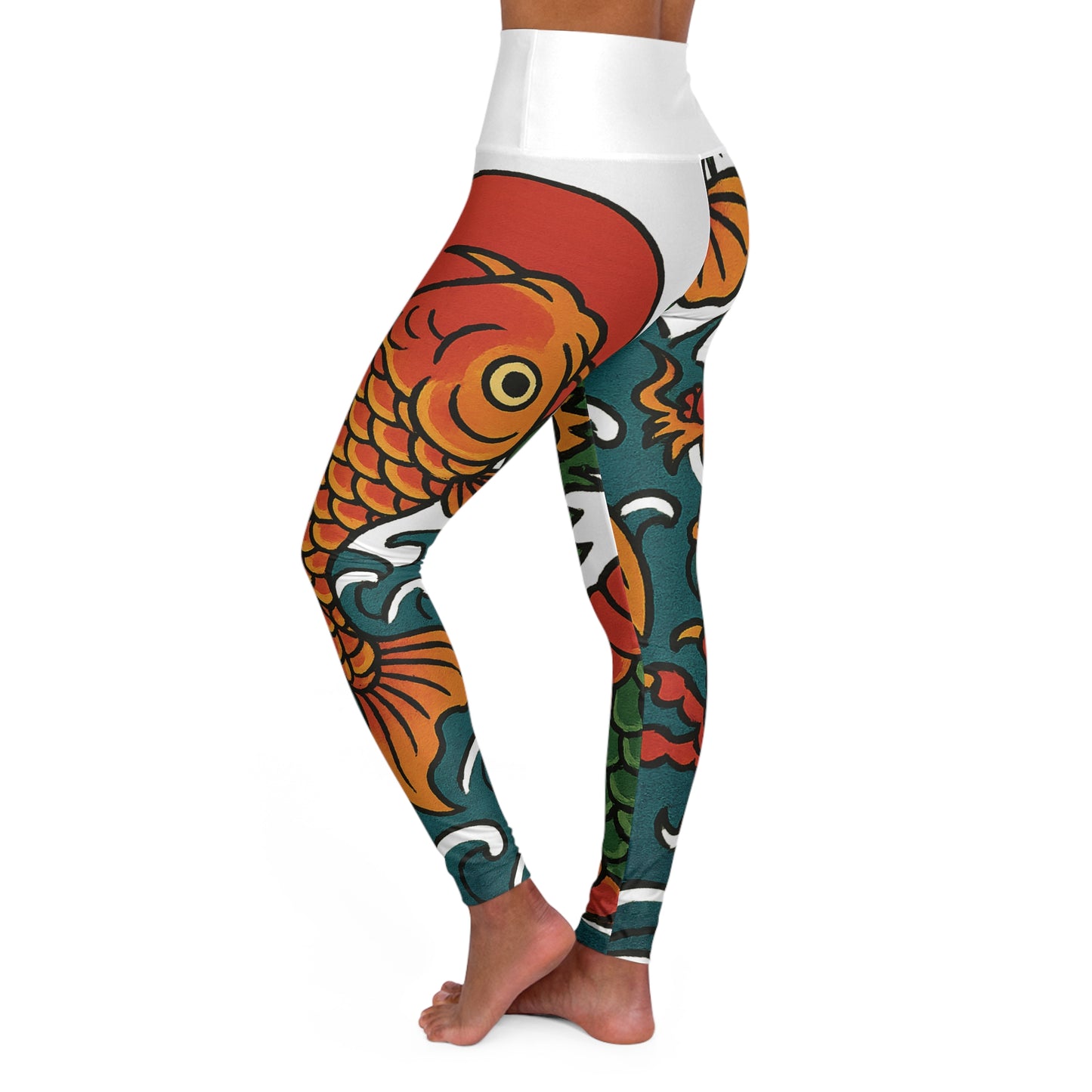 Colorful Dragon Print High Waisted Yoga Leggings – Stylish Activewear for Yoga & Fitness Lovers