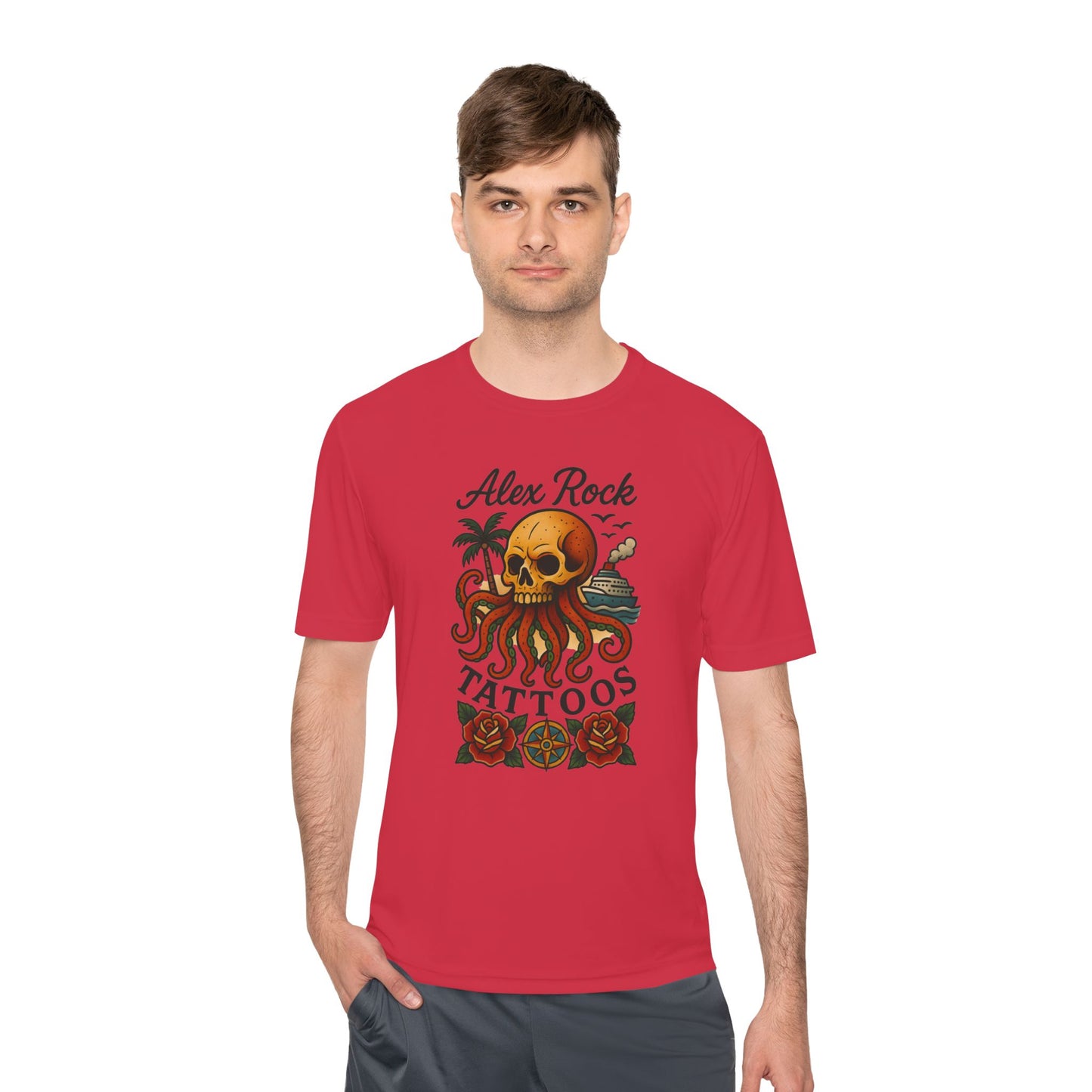 T-Shirt - Alex Rock Tattoo Design Kraqken with a Skull Moisture Wicking Unisex Tee