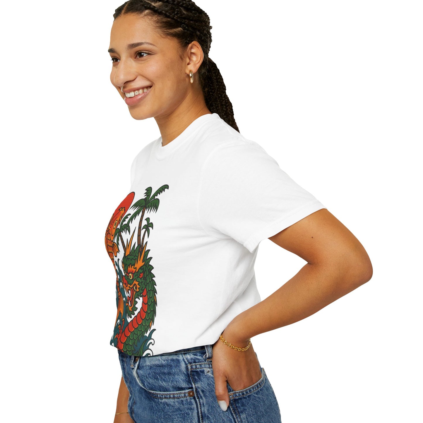 Fierce Dragon and Koi Unisex T-shirt, Vintage Graphic Tee, Beachwear, Unique Gift for Him or Her, Summer Style