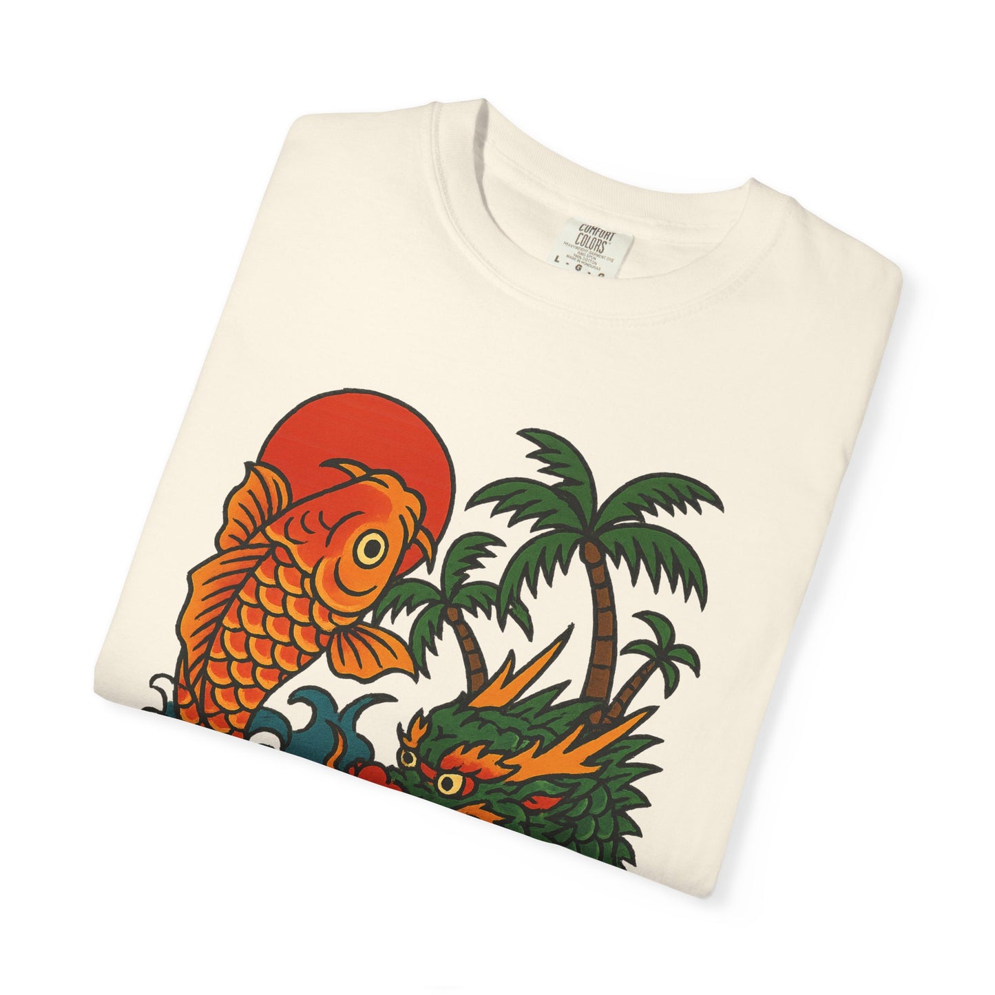 Fierce Dragon and Koi Unisex T-shirt, Vintage Graphic Tee, Beachwear, Unique Gift for Him or Her, Summer Style