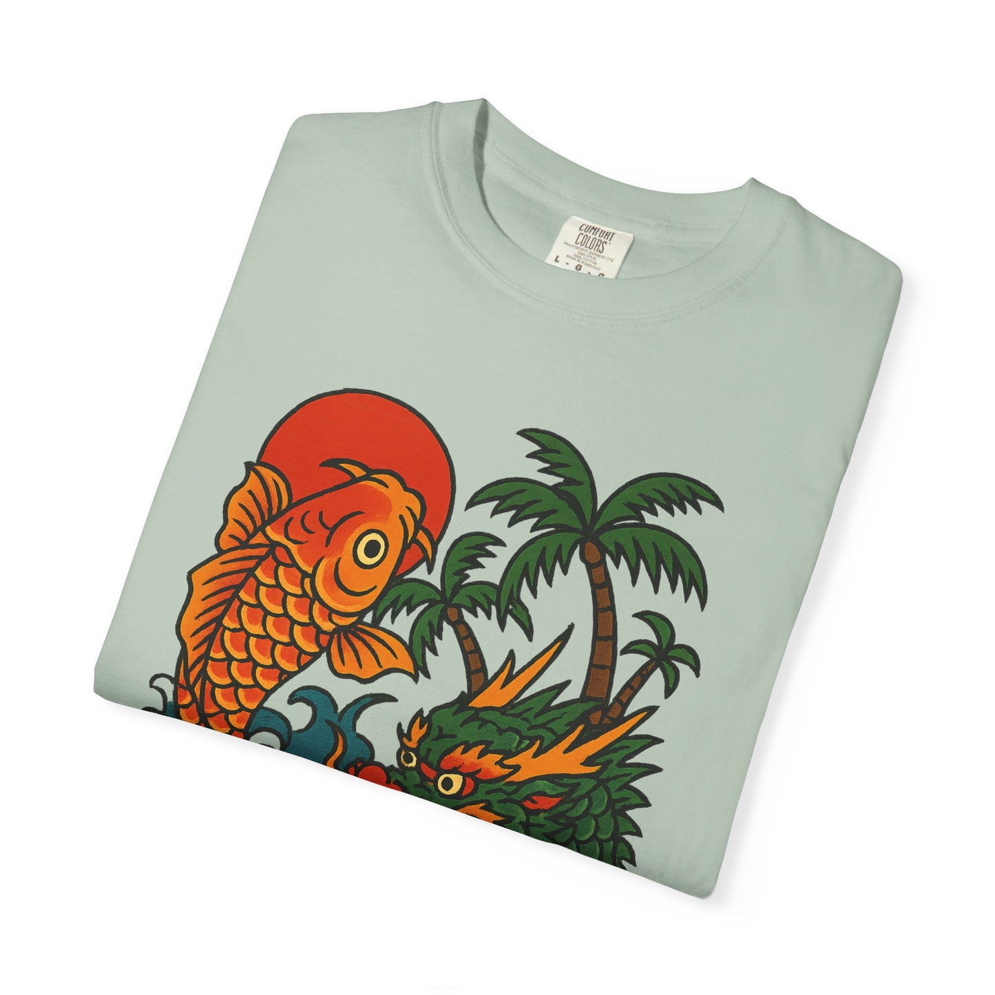 Fierce Dragon and Koi Unisex T-shirt, Vintage Graphic Tee, Beachwear, Unique Gift for Him or Her, Summer Style