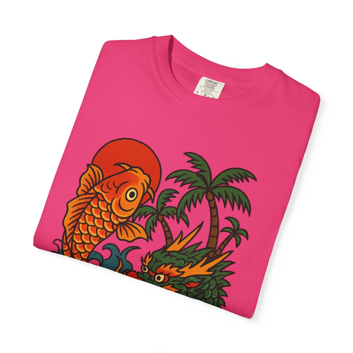 Fierce Dragon and Koi Unisex T-shirt, Vintage Graphic Tee, Beachwear, Unique Gift for Him or Her, Summer Style