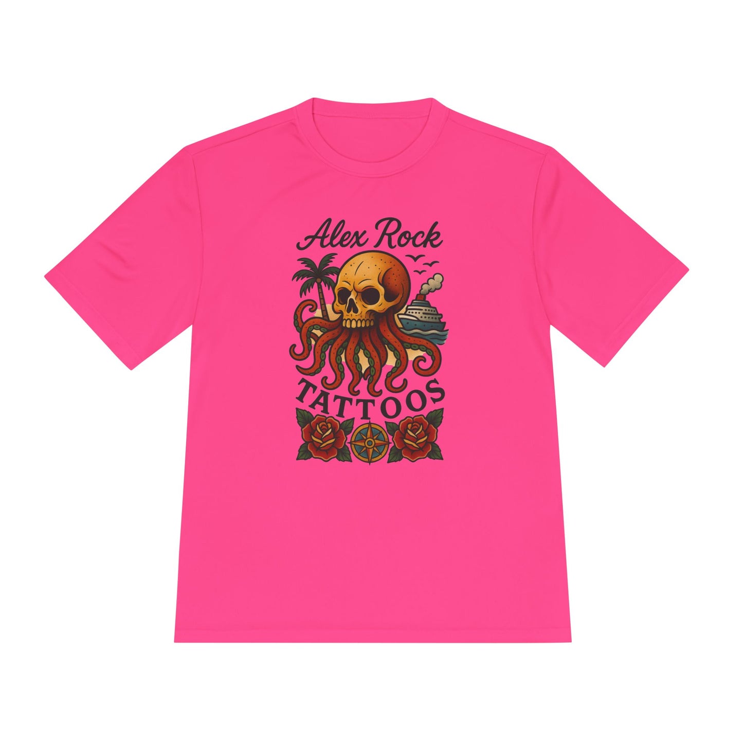 T-Shirt - Alex Rock Tattoo Design Kraqken with a Skull Moisture Wicking Unisex Tee