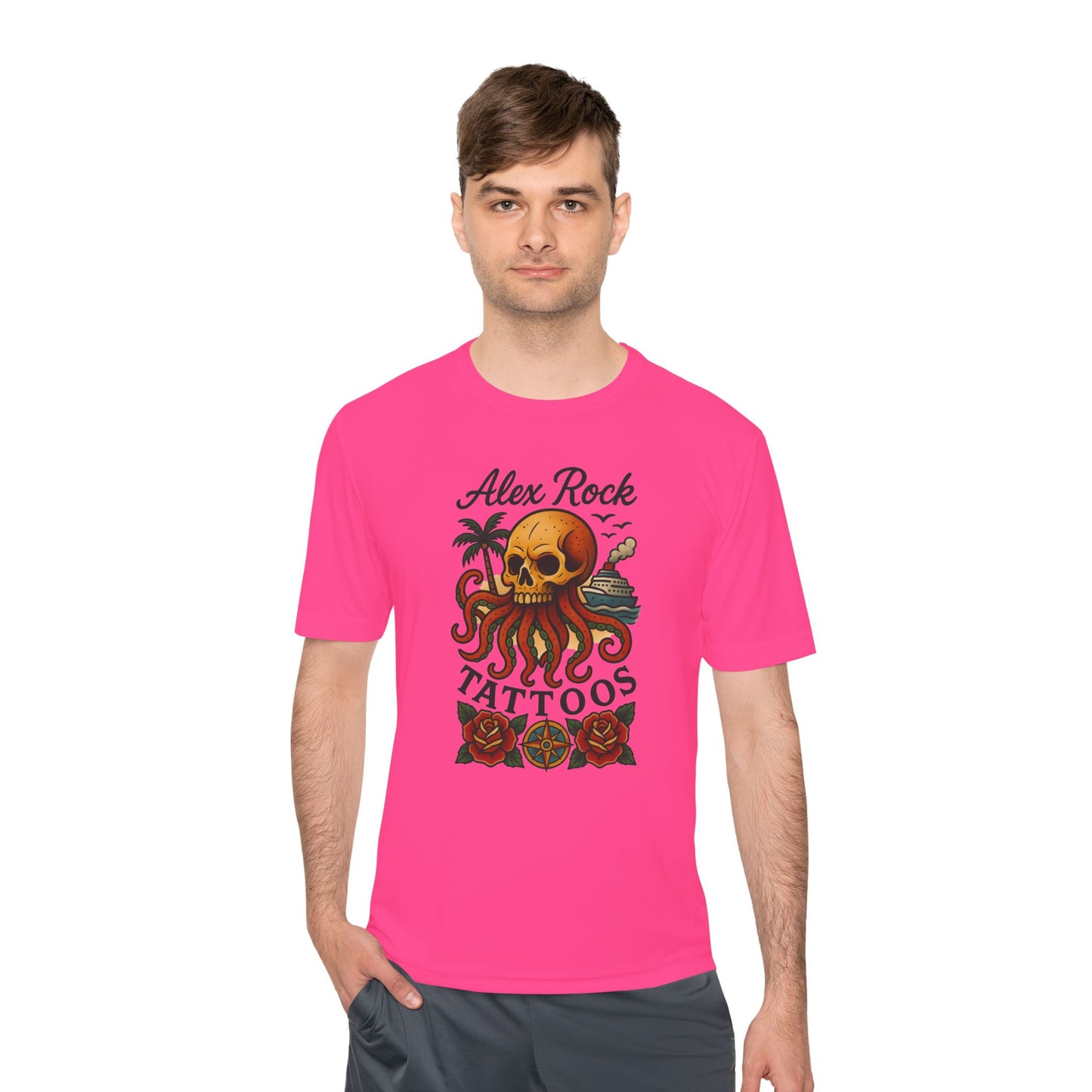 T-Shirt - Alex Rock Tattoo Design Kraqken with a Skull Moisture Wicking Unisex Tee