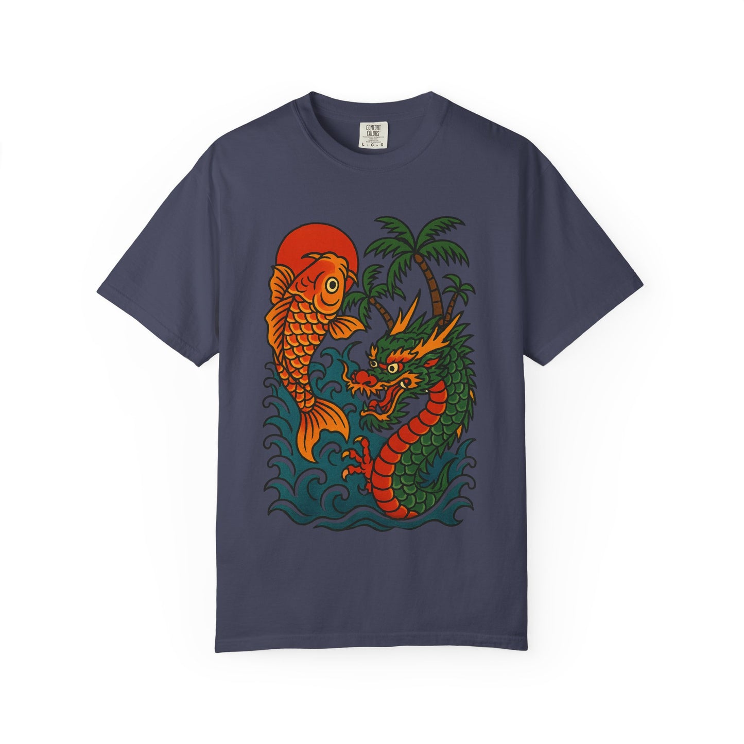 Fierce Dragon and Koi Unisex T-shirt, Vintage Graphic Tee, Beachwear, Unique Gift for Him or Her, Summer Style