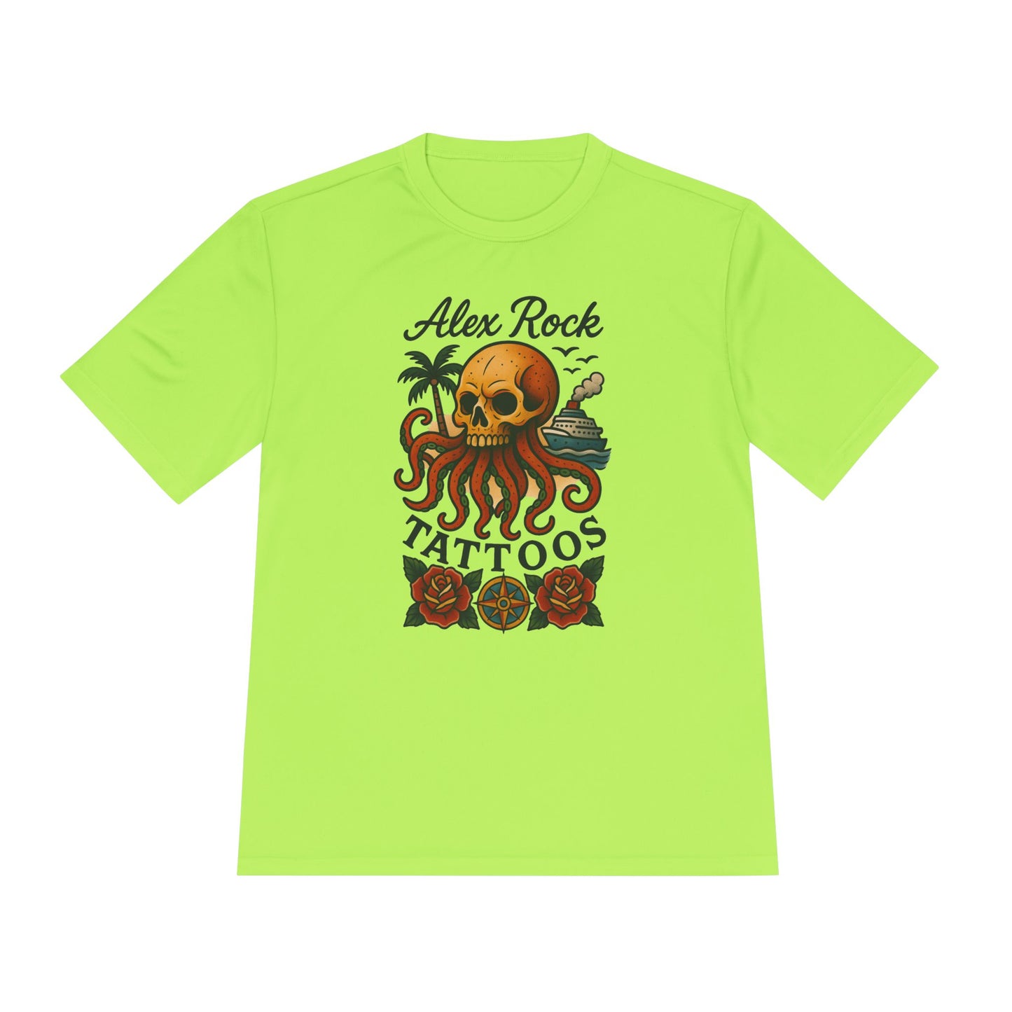 T-Shirt - Alex Rock Tattoo Design Kraqken with a Skull Moisture Wicking Unisex Tee