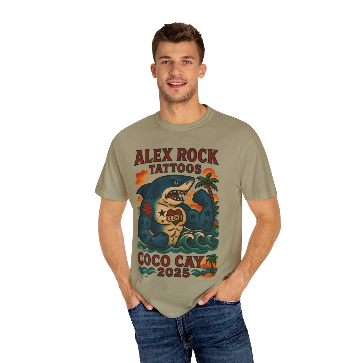 T-Shirt Alex Tattoos Coco Kay 2025 Shark Unisex Garment-Dyed