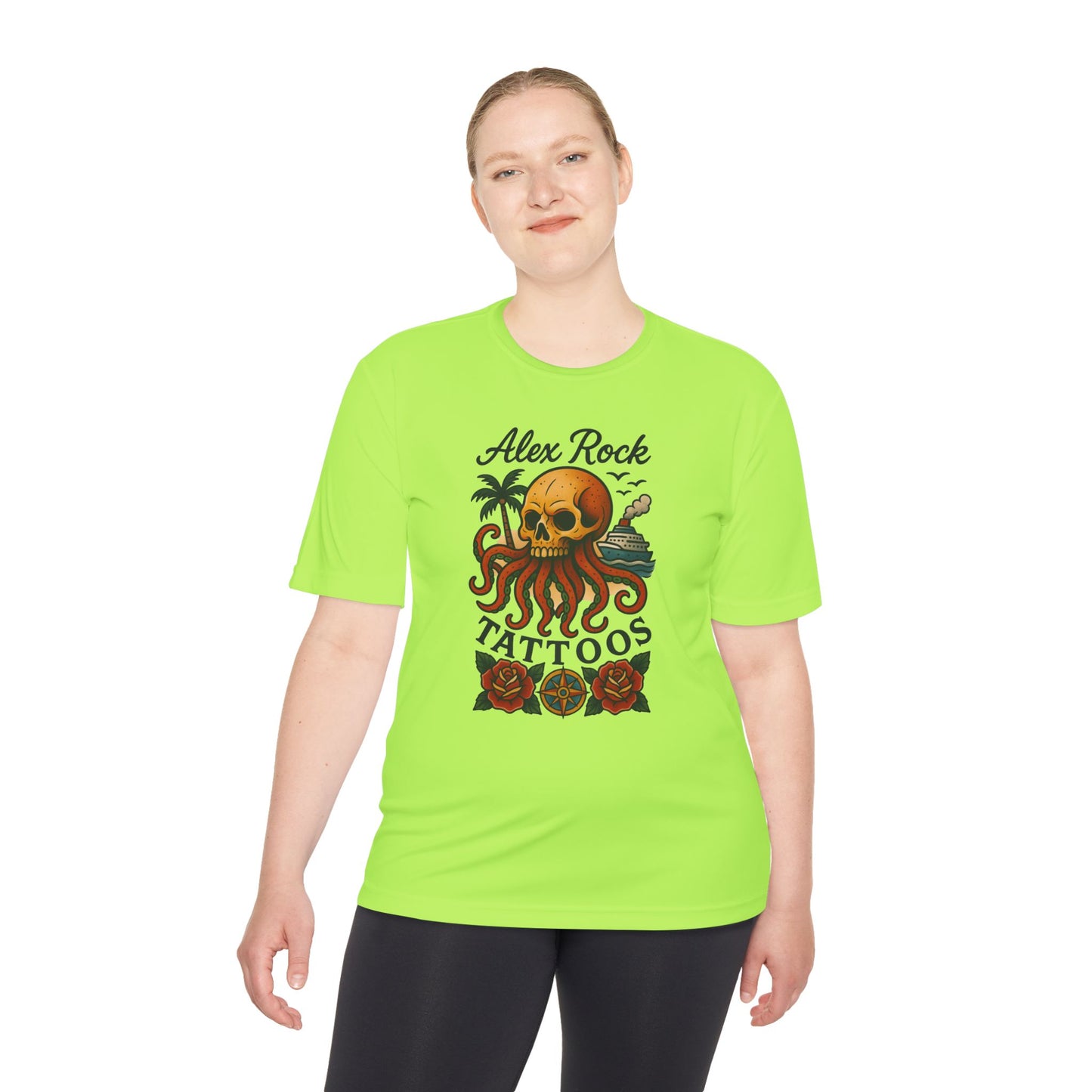 T-Shirt - Alex Rock Tattoo Design Kraqken with a Skull Moisture Wicking Unisex Tee