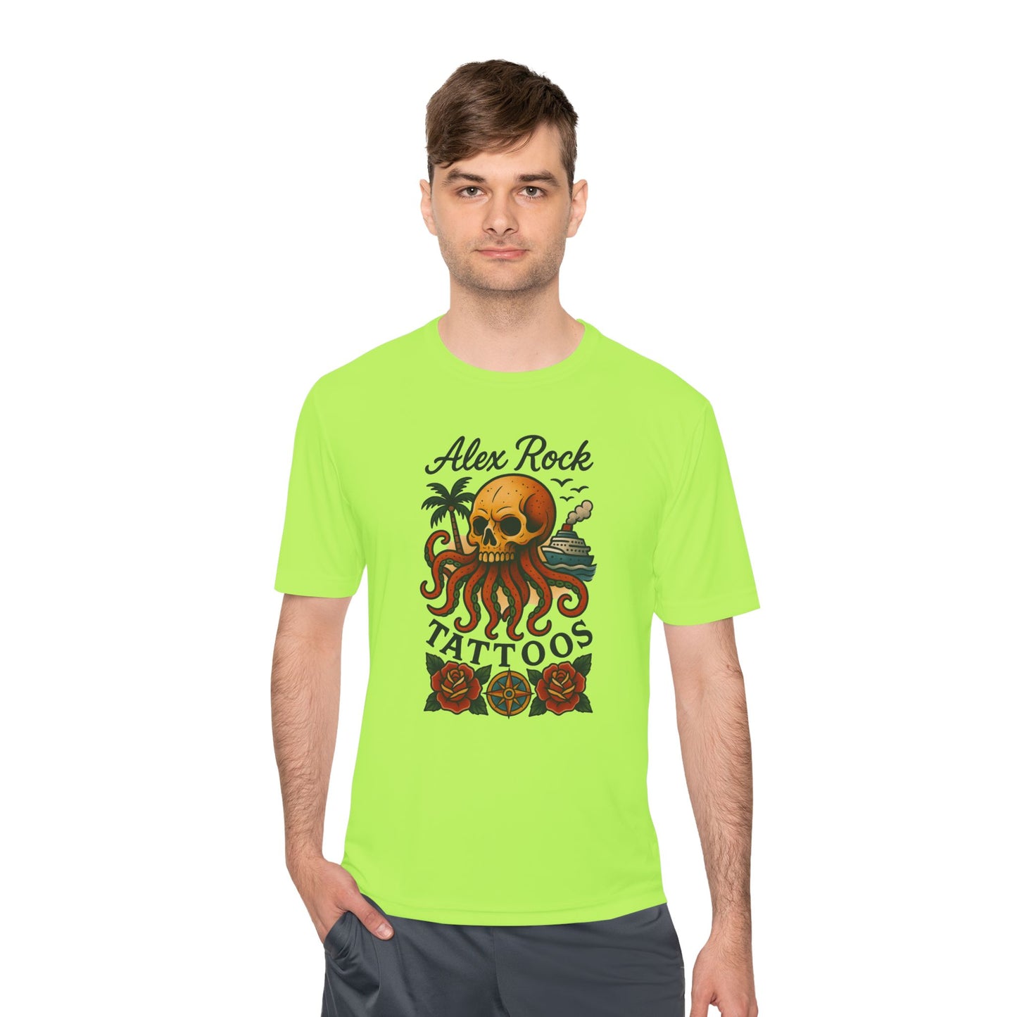 T-Shirt - Alex Rock Tattoo Design Kraqken with a Skull Moisture Wicking Unisex Tee