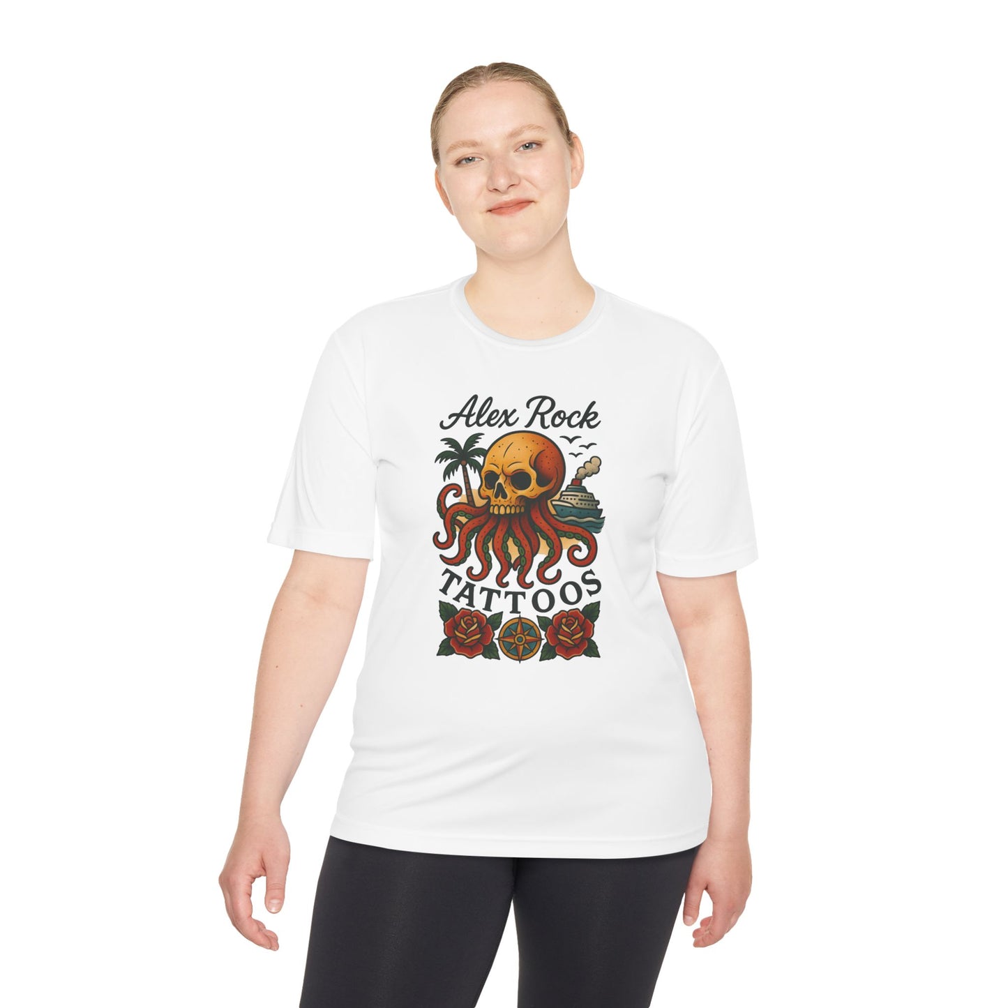 T-Shirt - Alex Rock Tattoo Design Kraqken with a Skull Moisture Wicking Unisex Tee