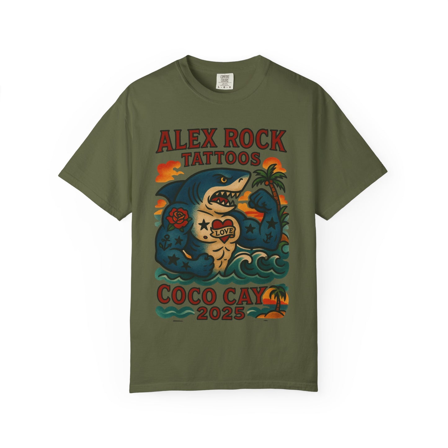 T-Shirt Alex Tattoos Coco Kay 2025 Shark Unisex Garment-Dyed