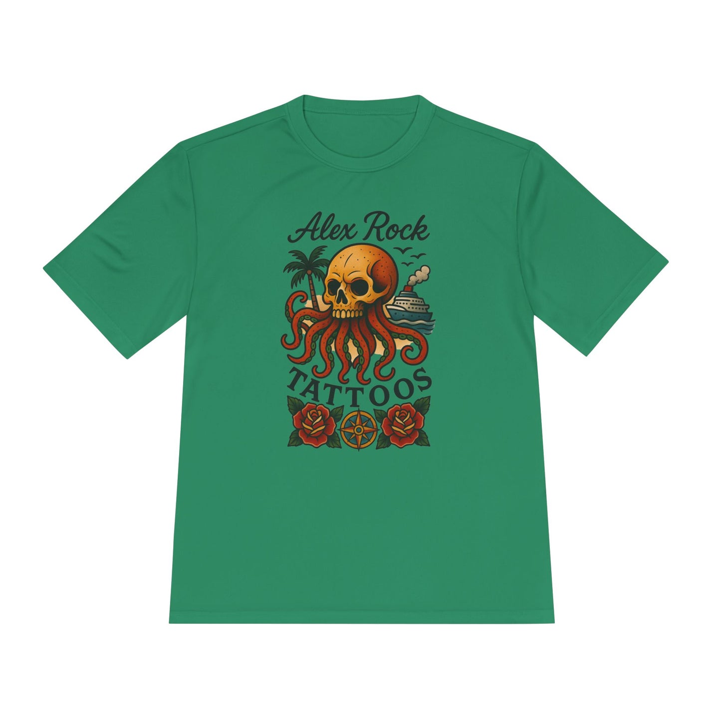T-Shirt - Alex Rock Tattoo Design Kraqken with a Skull Moisture Wicking Unisex Tee