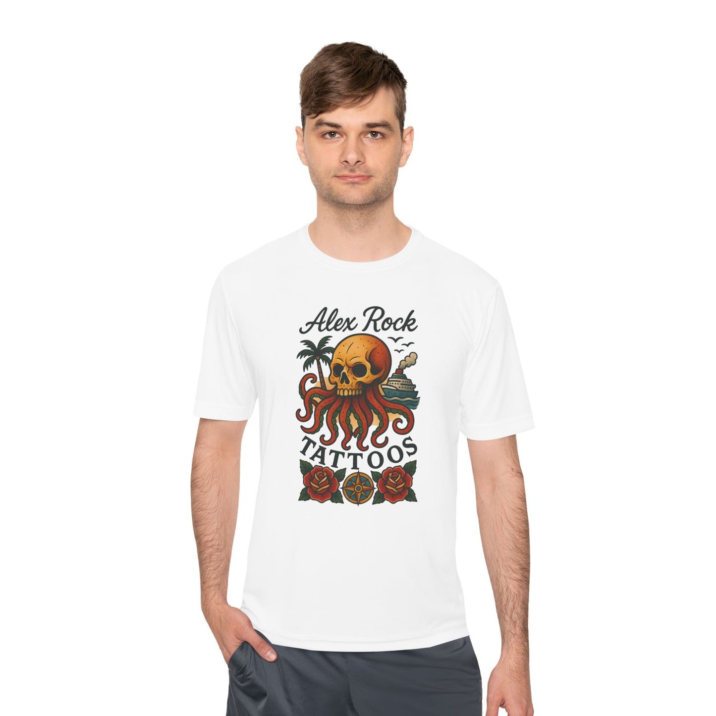 T-Shirt - Alex Rock Tattoo Design Kraqken with a Skull Moisture Wicking Unisex Tee