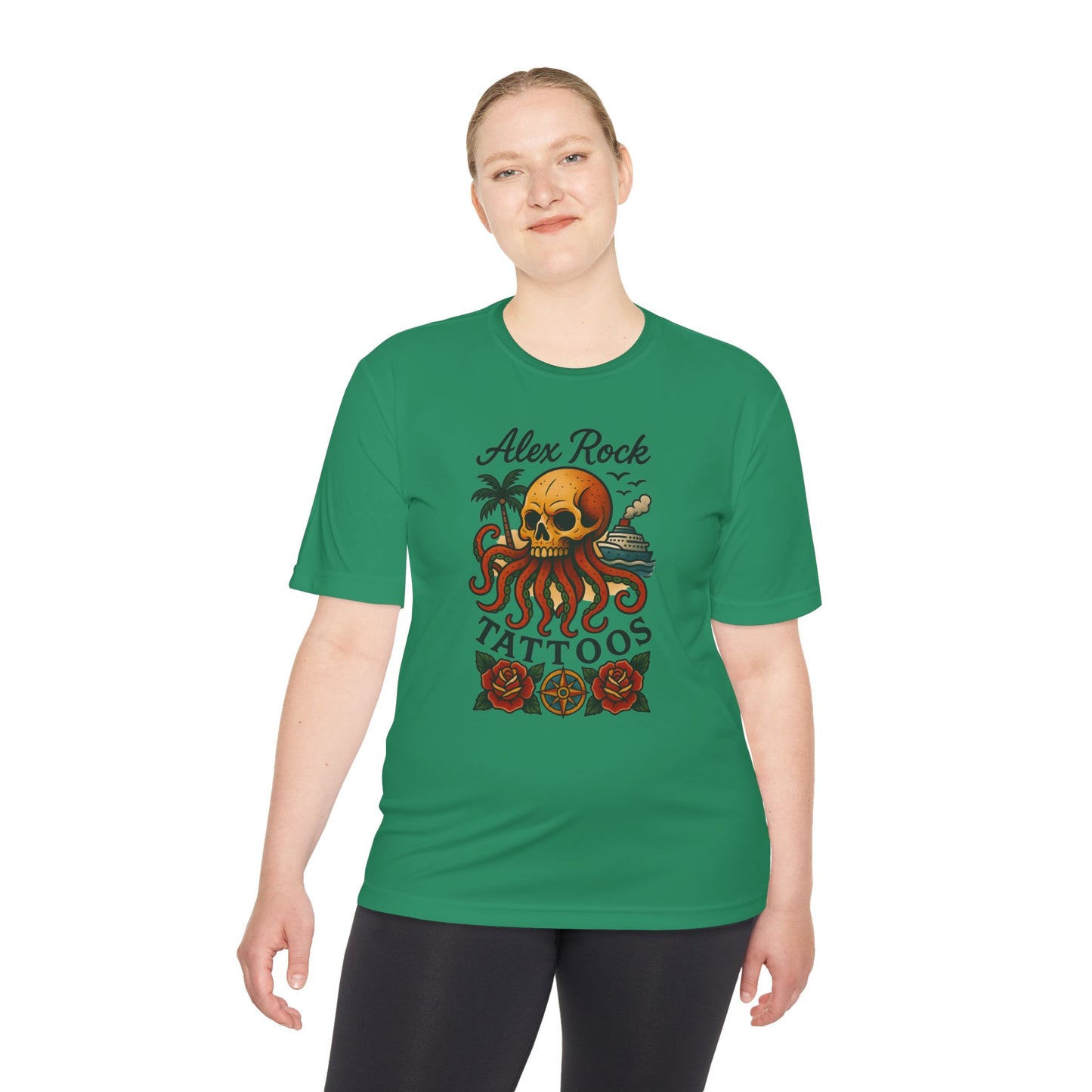 T-Shirt - Alex Rock Tattoo Design Kraqken with a Skull Moisture Wicking Unisex Tee