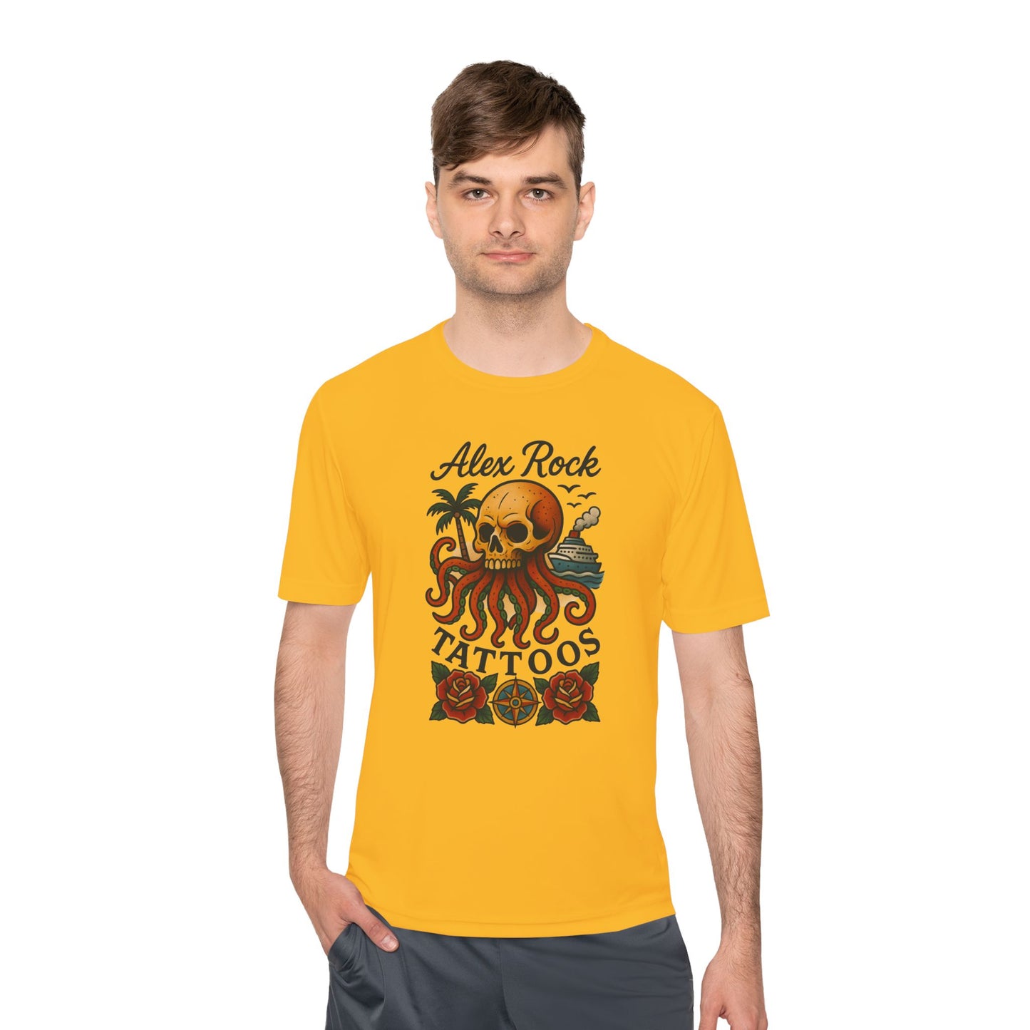 T-Shirt - Alex Rock Tattoo Design Kraqken with a Skull Moisture Wicking Unisex Tee