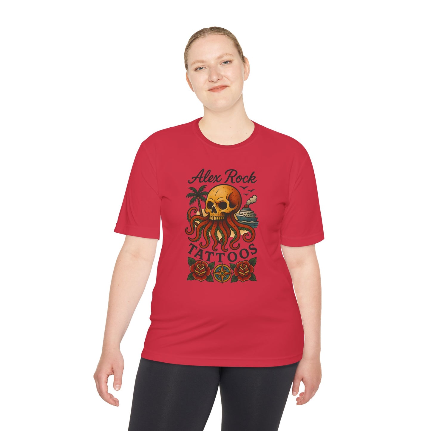 T-Shirt - Alex Rock Tattoo Design Kraqken with a Skull Moisture Wicking Unisex Tee