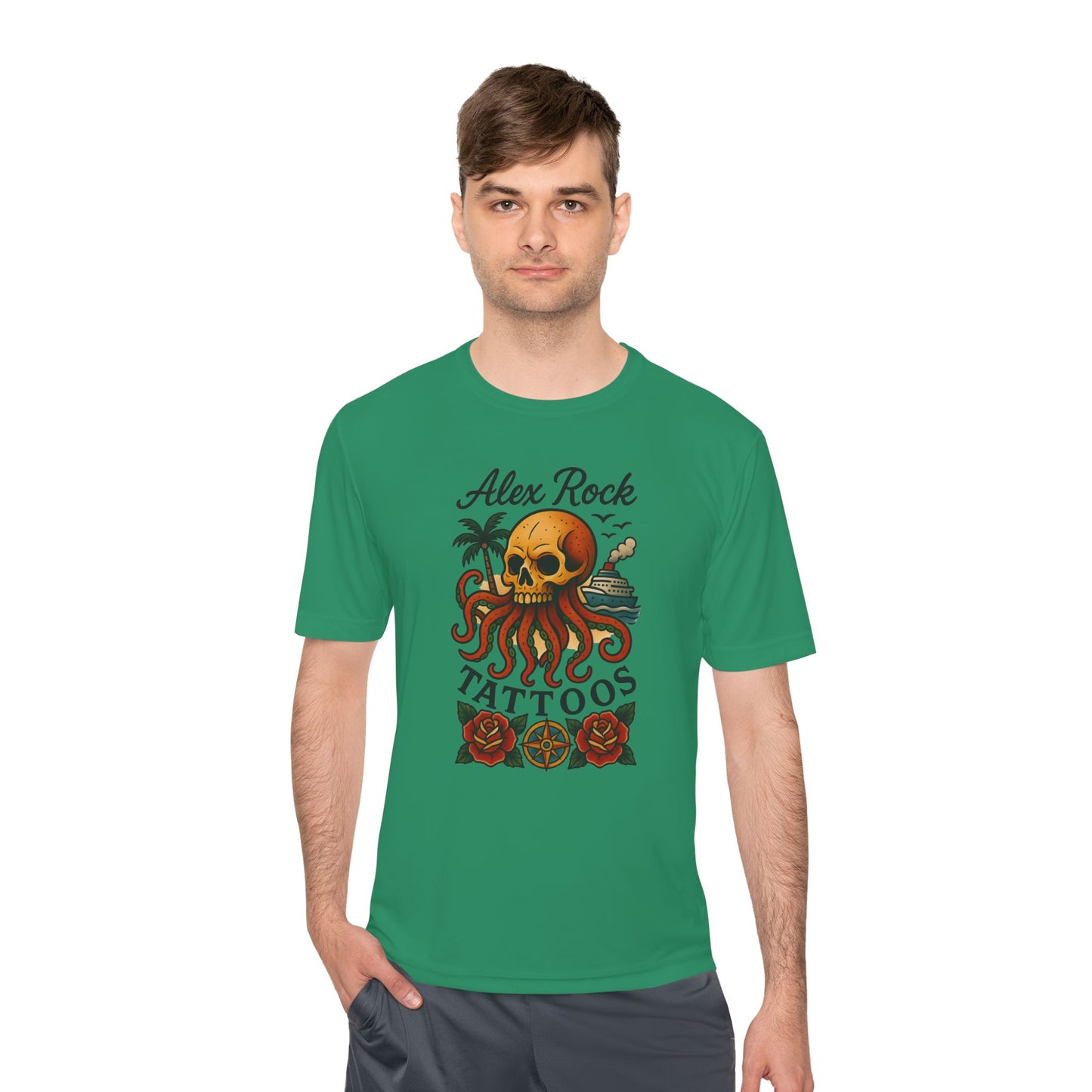 T-Shirt - Alex Rock Tattoo Design Kraqken with a Skull Moisture Wicking Unisex Tee