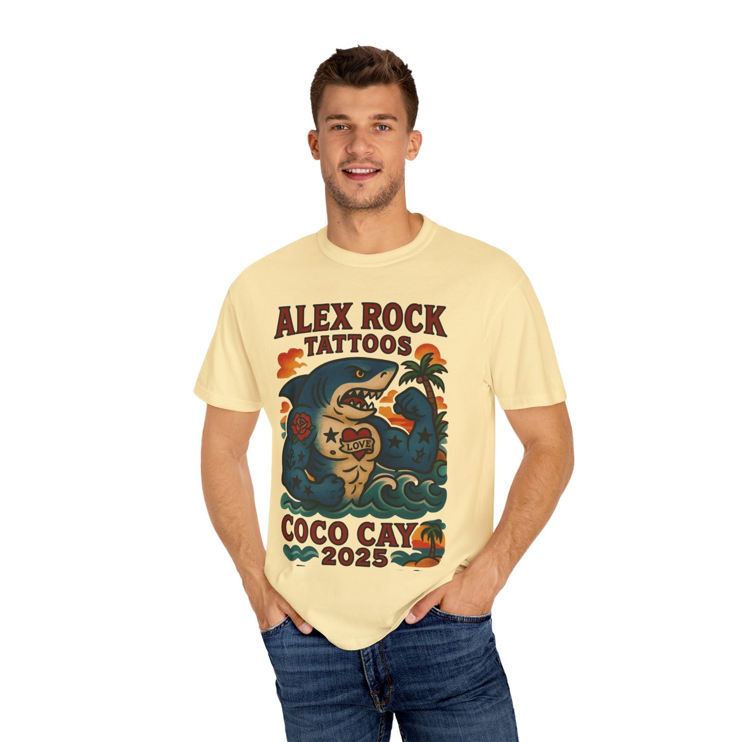 T-Shirt Alex Tattoos Coco Kay 2025 Shark Unisex Garment-Dyed