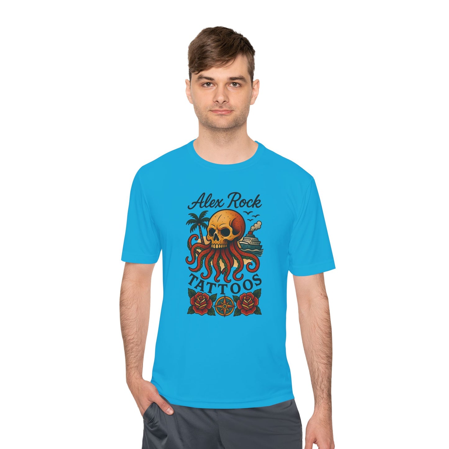 T-Shirt - Alex Rock Tattoo Design Kraqken with a Skull Moisture Wicking Unisex Tee