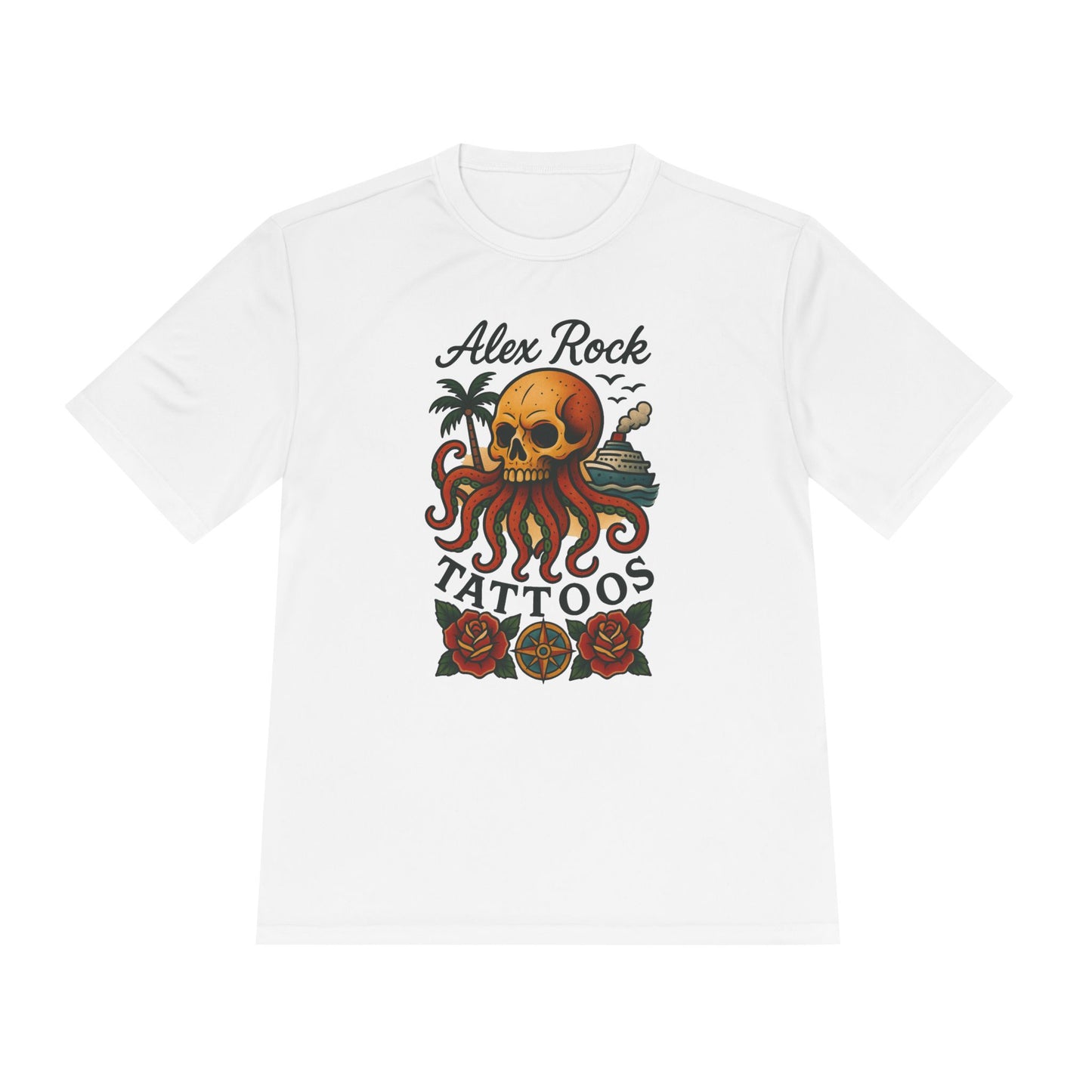 T-Shirt - Alex Rock Tattoo Design Kraqken with a Skull Moisture Wicking Unisex Tee