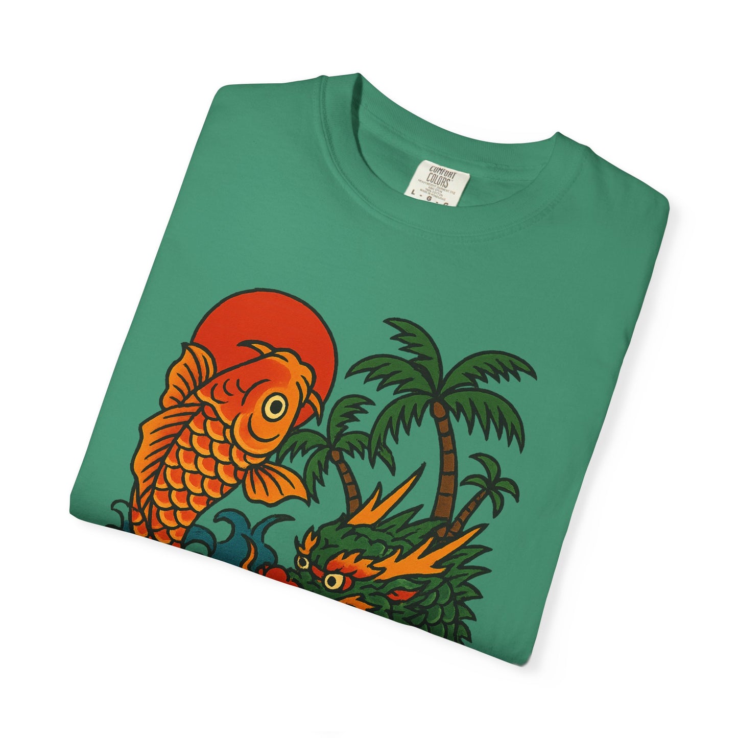 Fierce Dragon and Koi Unisex T-shirt, Vintage Graphic Tee, Beachwear, Unique Gift for Him or Her, Summer Style