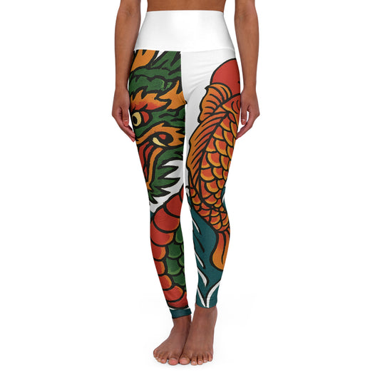 Colorful Dragon Print High Waisted Yoga Leggings – Stylish Activewear for Yoga & Fitness Lovers