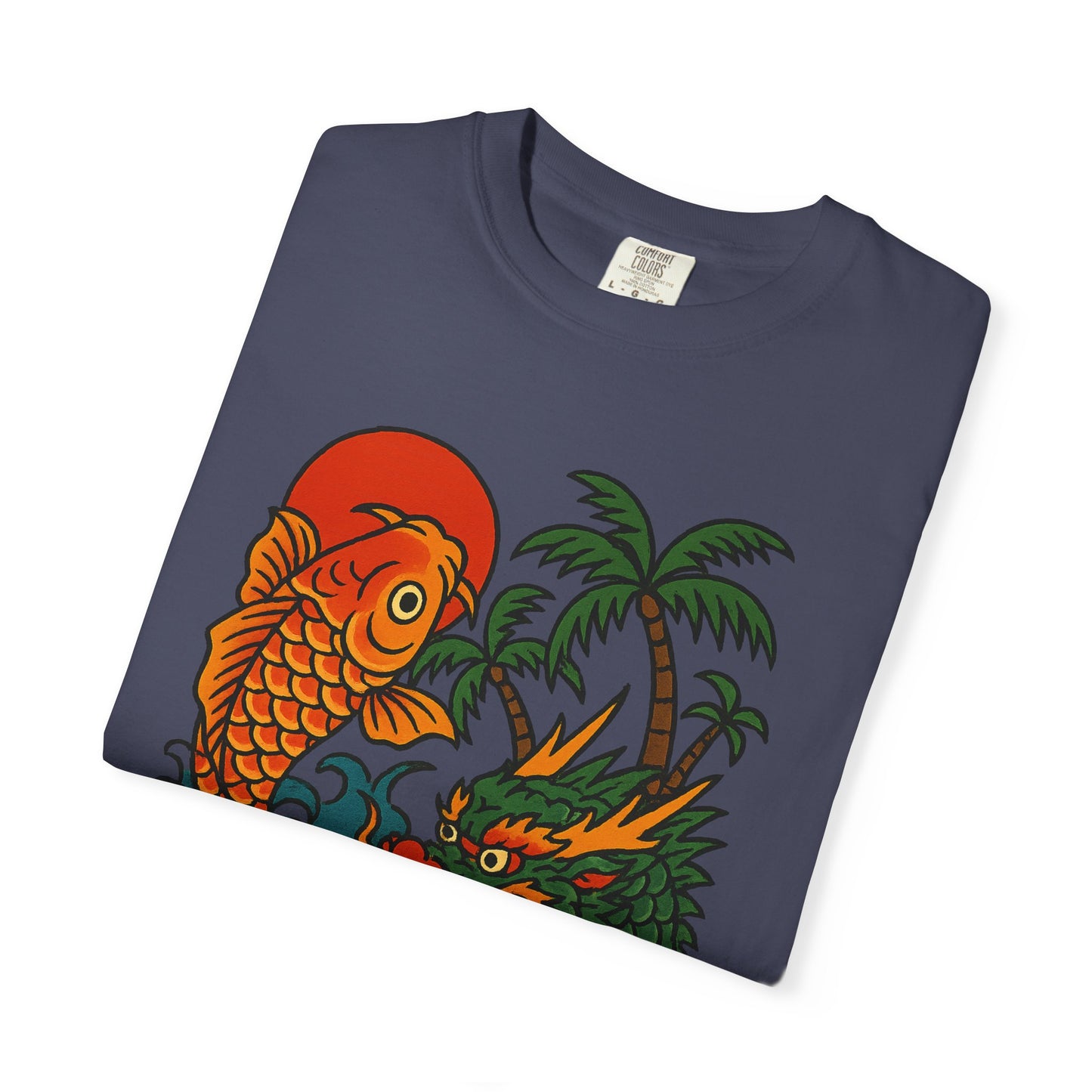 Fierce Dragon and Koi Unisex T-shirt, Vintage Graphic Tee, Beachwear, Unique Gift for Him or Her, Summer Style
