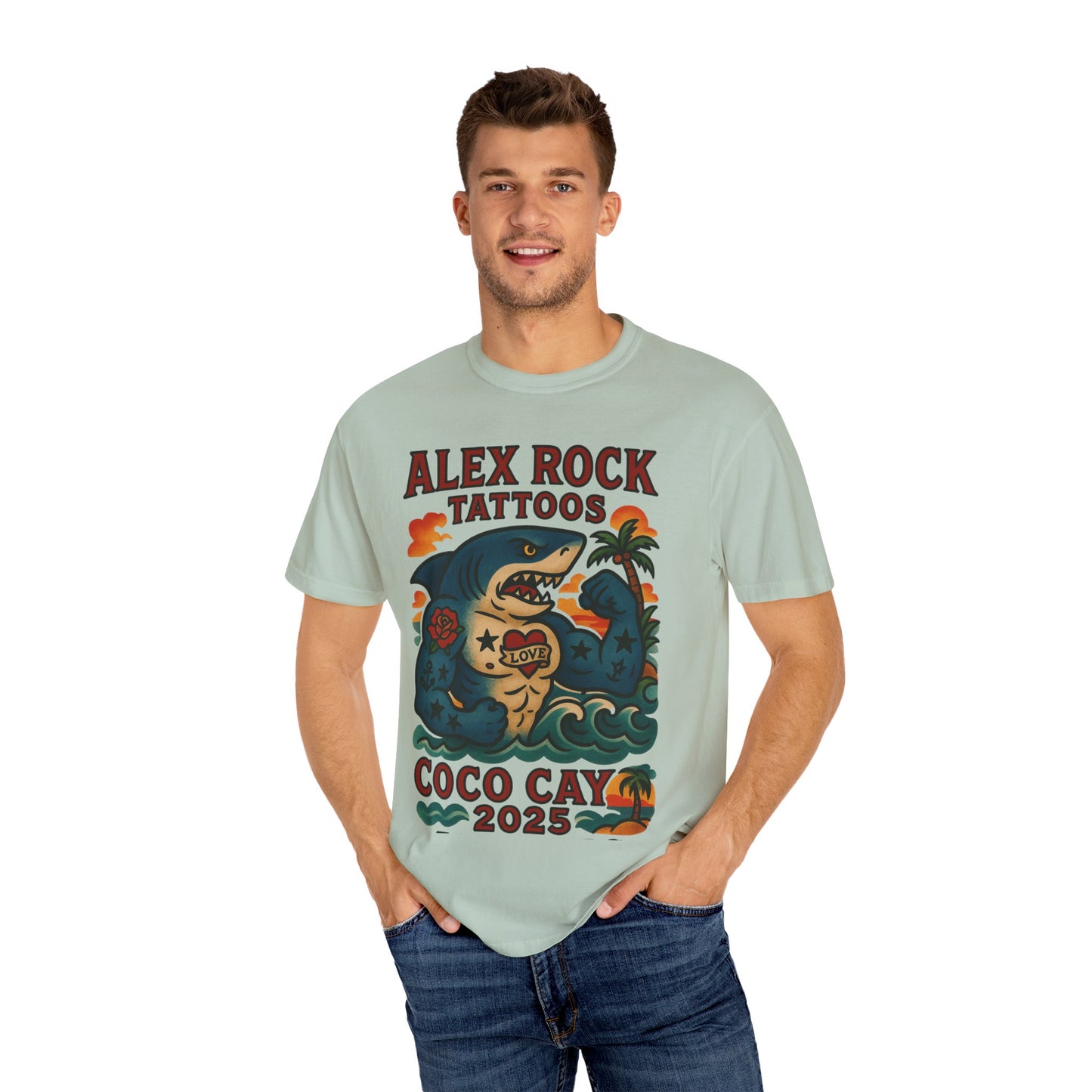 T-Shirt Alex Tattoos Coco Kay 2025 Shark Unisex Garment-Dyed