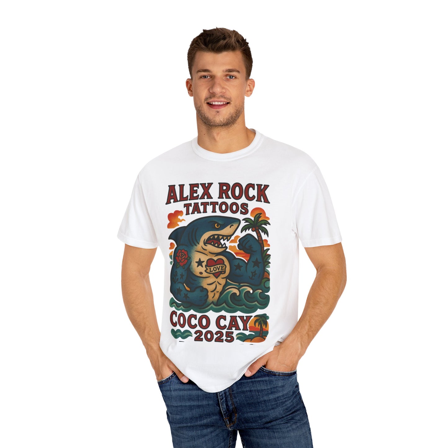 T-Shirt Alex Tattoos Coco Kay 2025 Shark Unisex Garment-Dyed