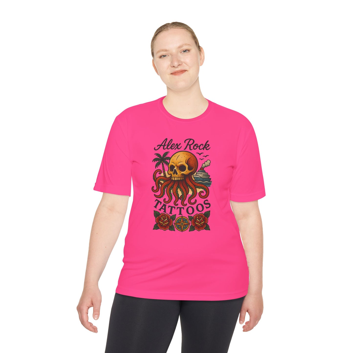 T-Shirt - Alex Rock Tattoo Design Kraqken with a Skull Moisture Wicking Unisex Tee