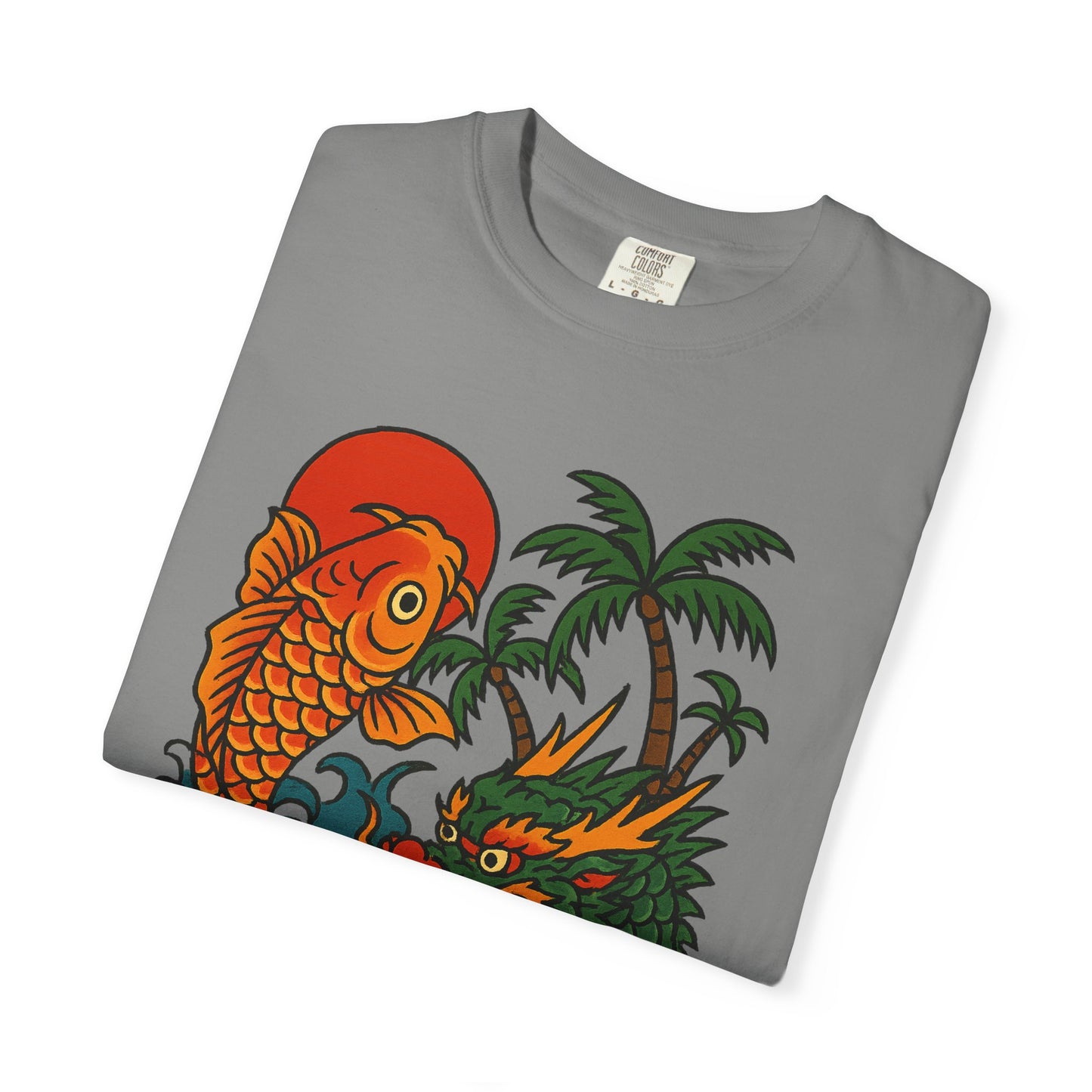 Fierce Dragon and Koi Unisex T-shirt, Vintage Graphic Tee, Beachwear, Unique Gift for Him or Her, Summer Style