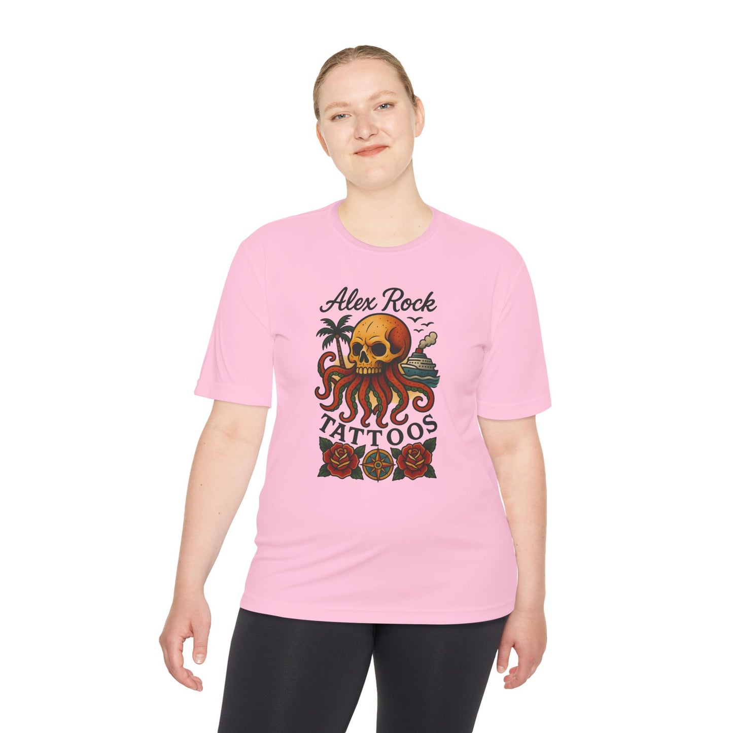 T-Shirt - Alex Rock Tattoo Design Kraqken with a Skull Moisture Wicking Unisex Tee