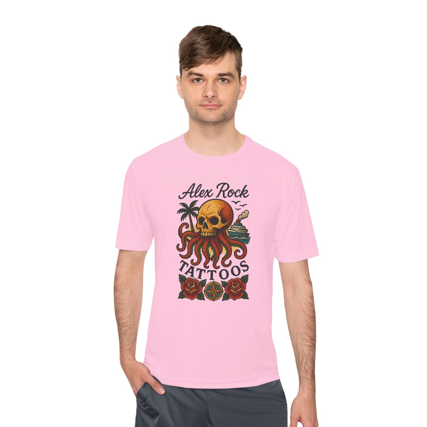 T-Shirt - Alex Rock Tattoo Design Kraqken with a Skull Moisture Wicking Unisex Tee
