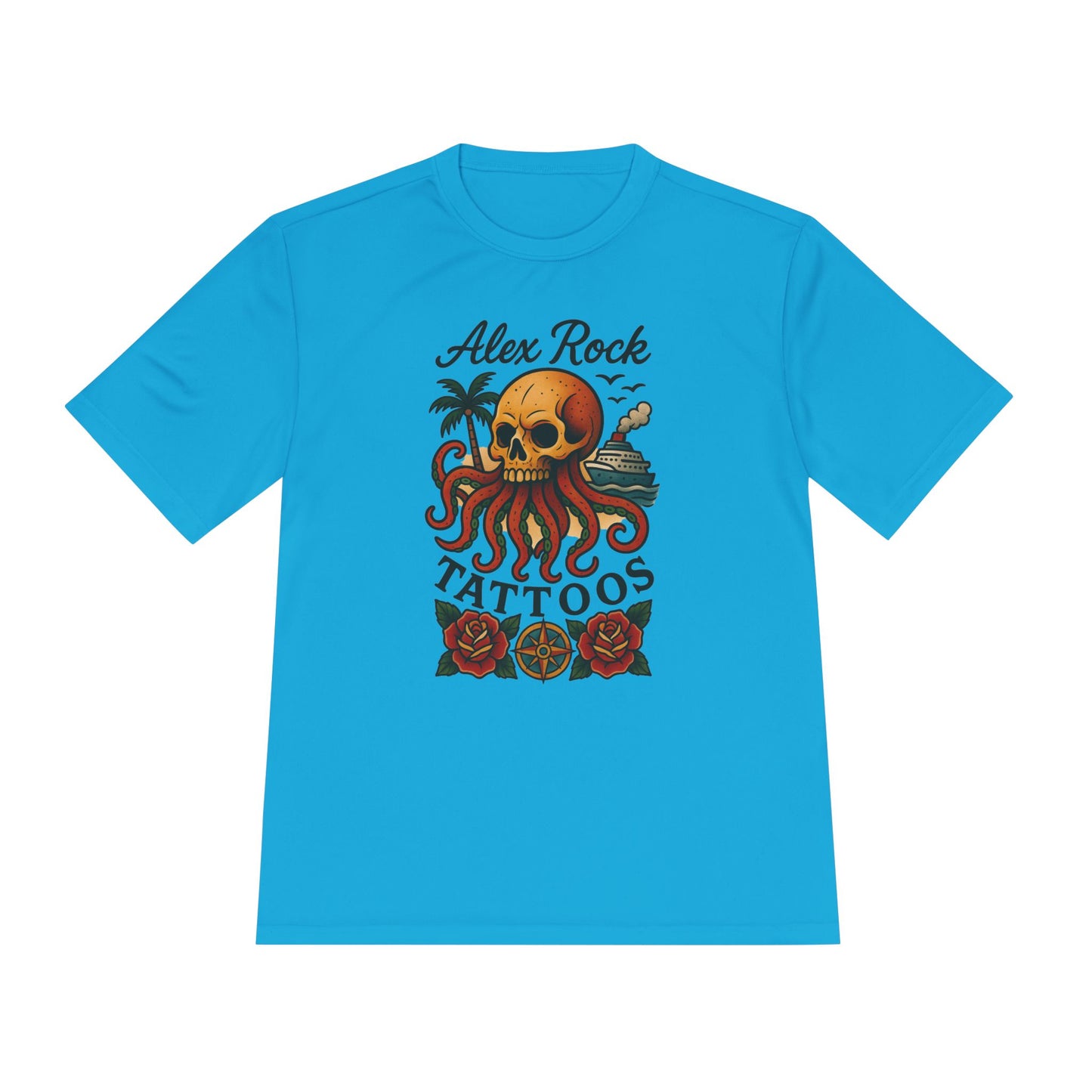 T-Shirt - Alex Rock Tattoo Design Kraqken with a Skull Moisture Wicking Unisex Tee
