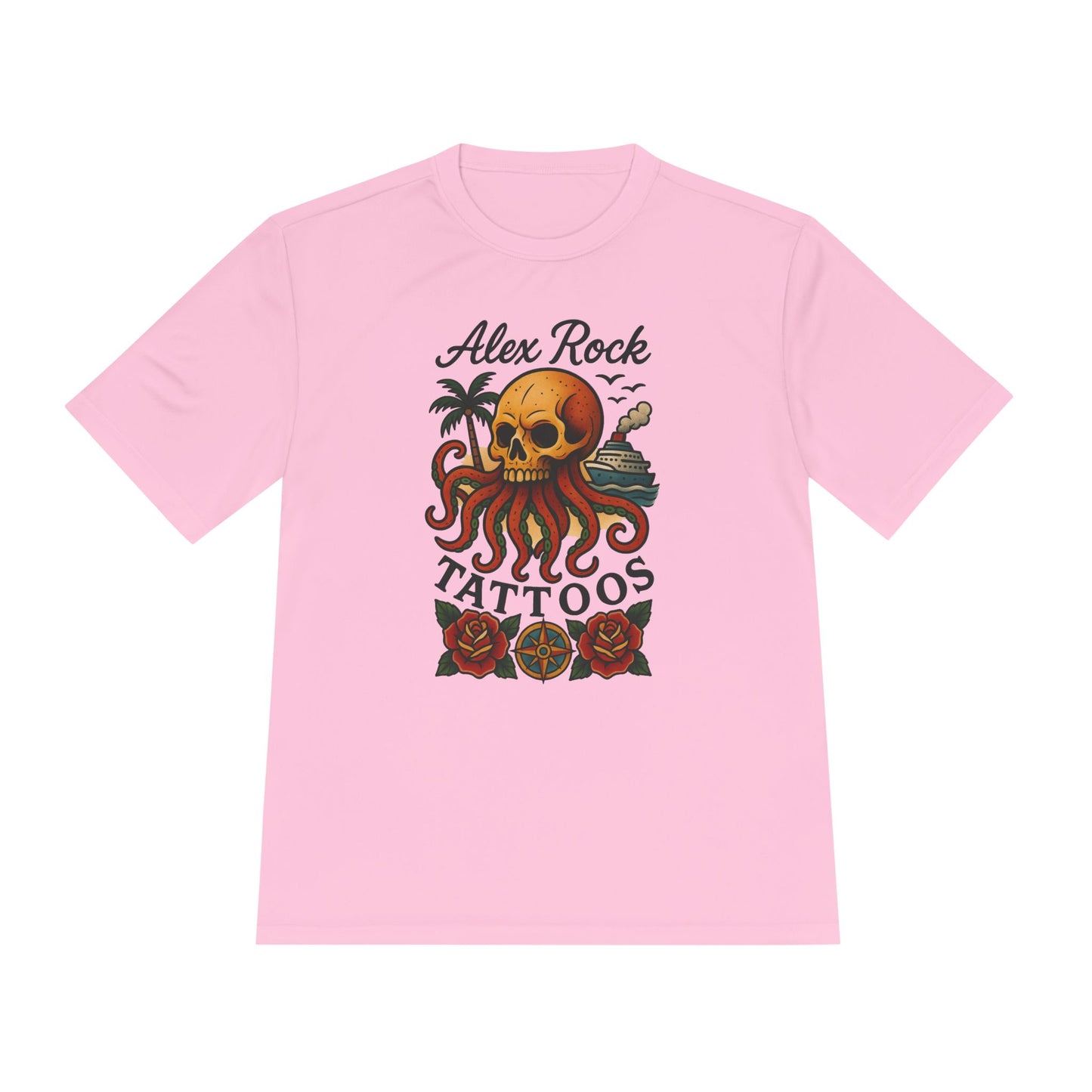 T-Shirt - Alex Rock Tattoo Design Kraqken with a Skull Moisture Wicking Unisex Tee