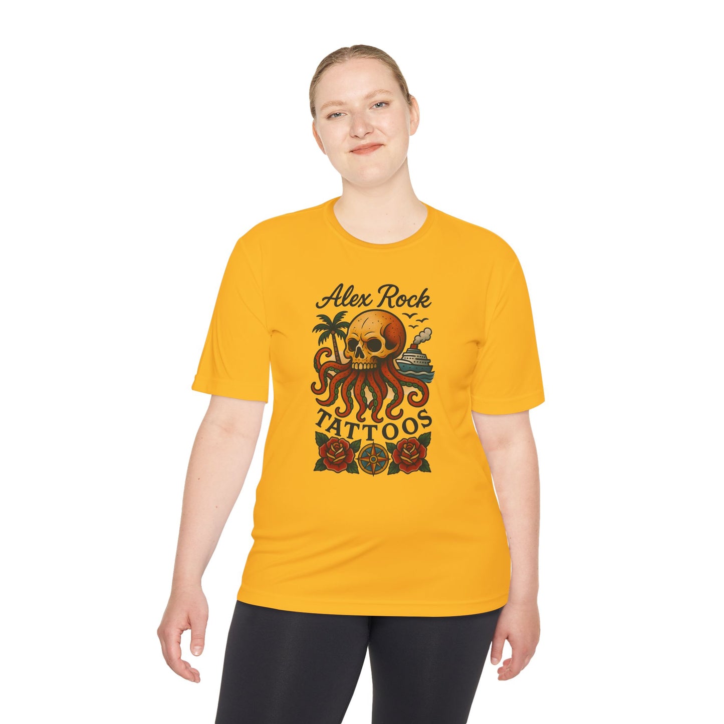 T-Shirt - Alex Rock Tattoo Design Kraqken with a Skull Moisture Wicking Unisex Tee