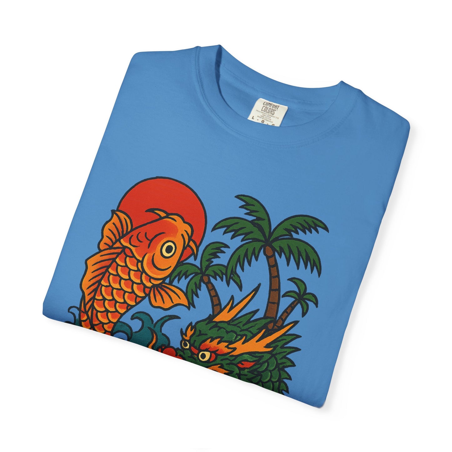 Fierce Dragon and Koi Unisex T-shirt, Vintage Graphic Tee, Beachwear, Unique Gift for Him or Her, Summer Style