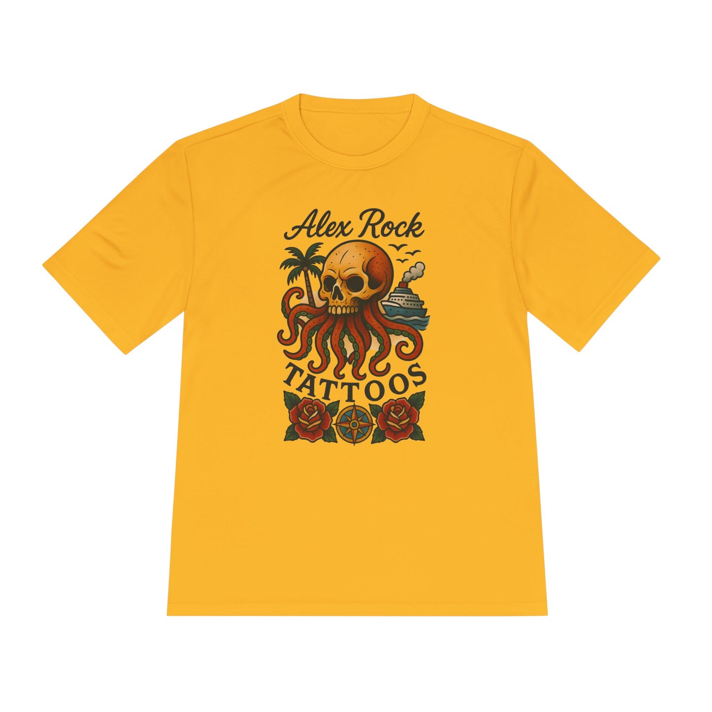 T-Shirt - Alex Rock Tattoo Design Kraqken with a Skull Moisture Wicking Unisex Tee