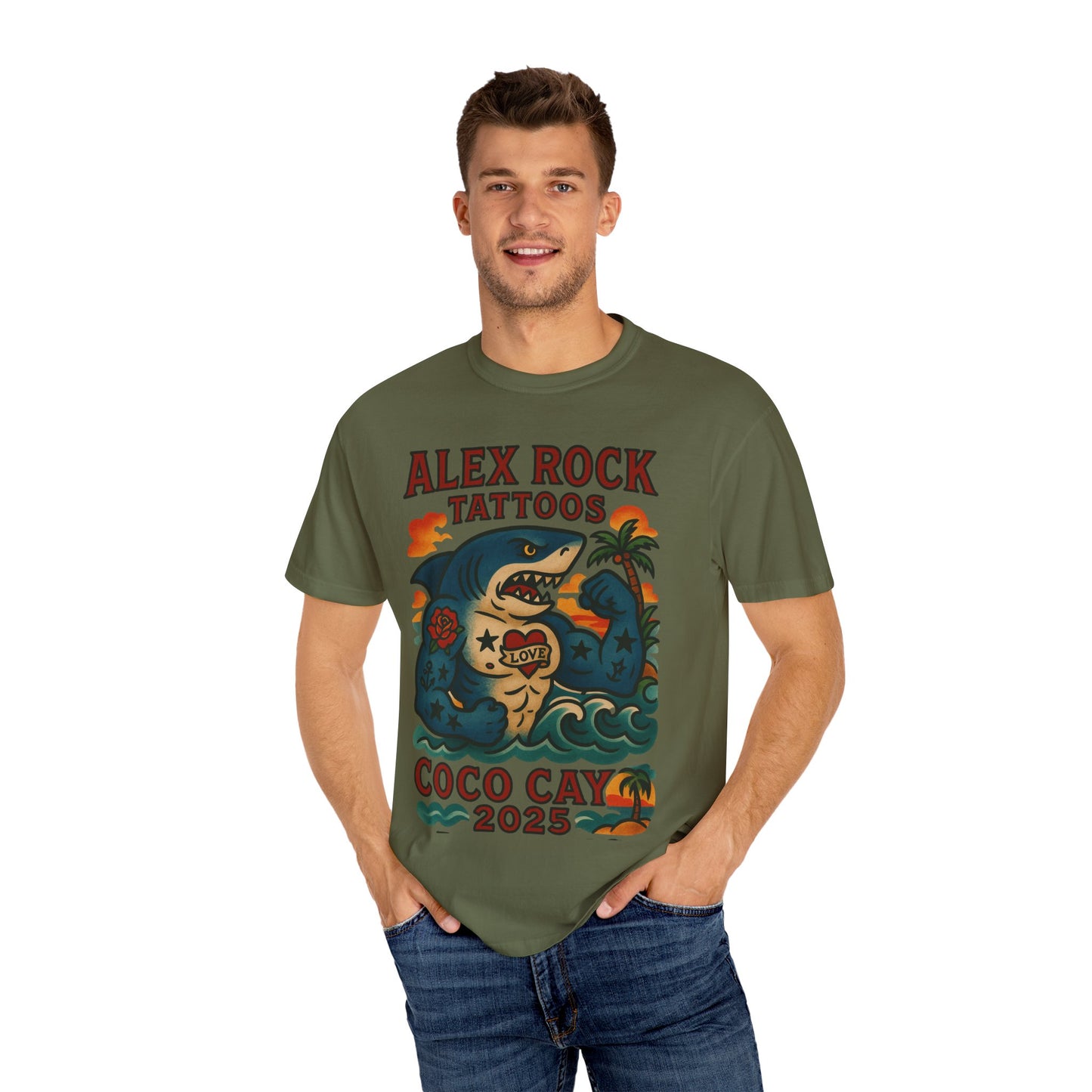 T-Shirt Alex Tattoos Coco Kay 2025 Shark Unisex Garment-Dyed