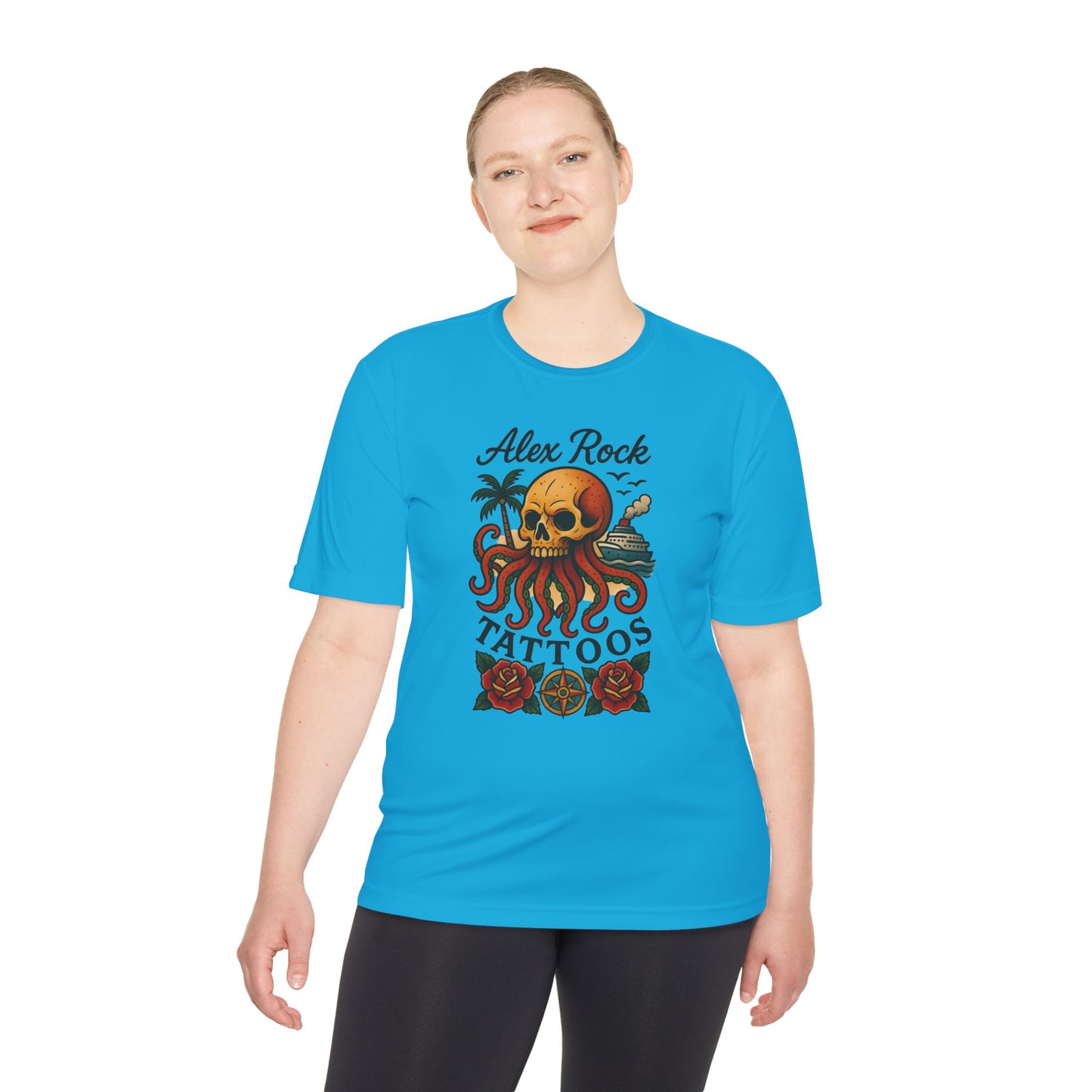T-Shirt - Alex Rock Tattoo Design Kraqken with a Skull Moisture Wicking Unisex Tee