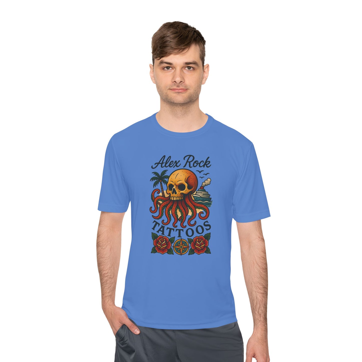 T-Shirt - Alex Rock Tattoo Design Kraqken with a Skull Moisture Wicking Unisex Tee