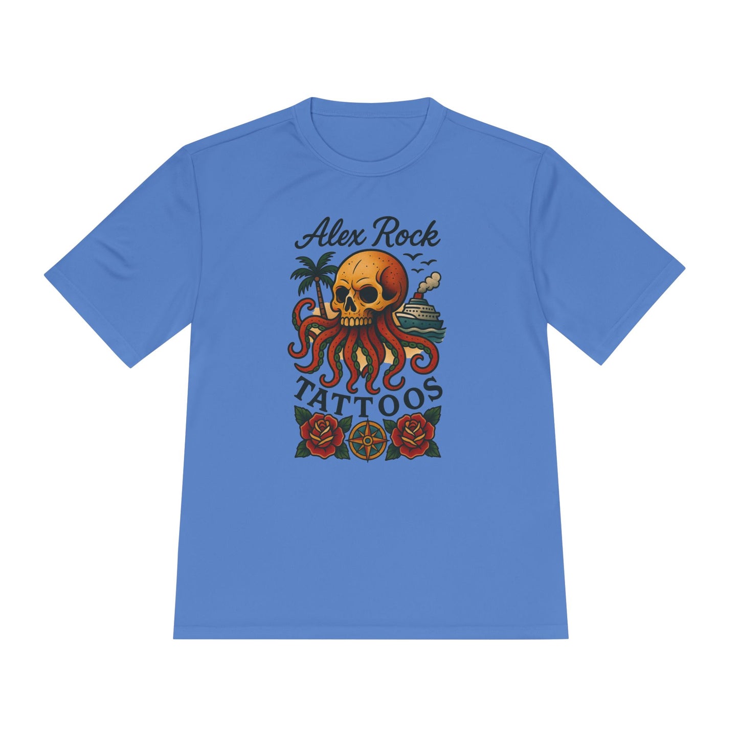 T-Shirt - Alex Rock Tattoo Design Kraqken with a Skull Moisture Wicking Unisex Tee