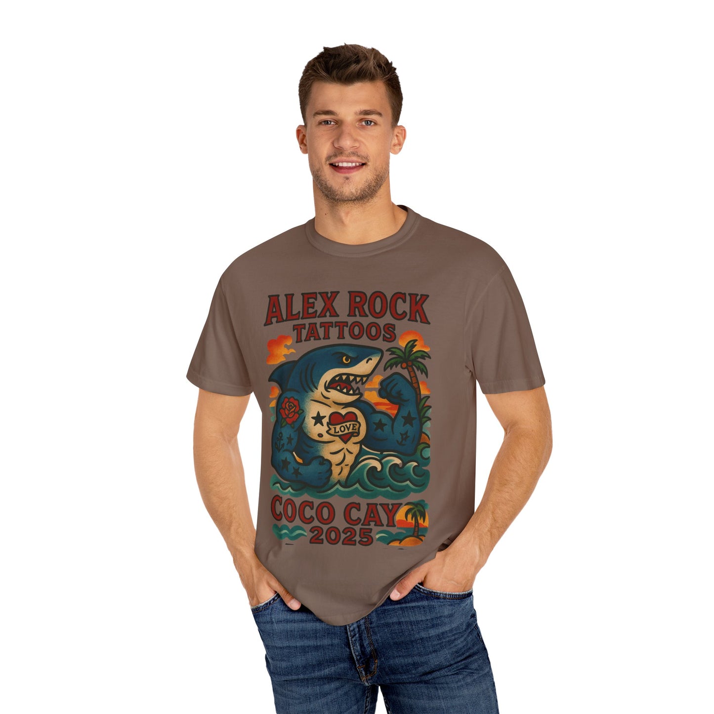 T-Shirt Alex Tattoos Coco Kay 2025 Shark Unisex Garment-Dyed