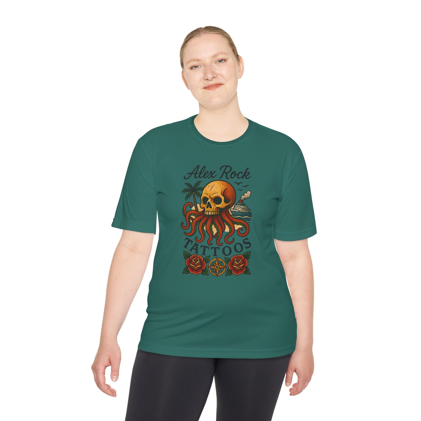 T-Shirt - Alex Rock Tattoo Design Kraqken with a Skull Moisture Wicking Unisex Tee