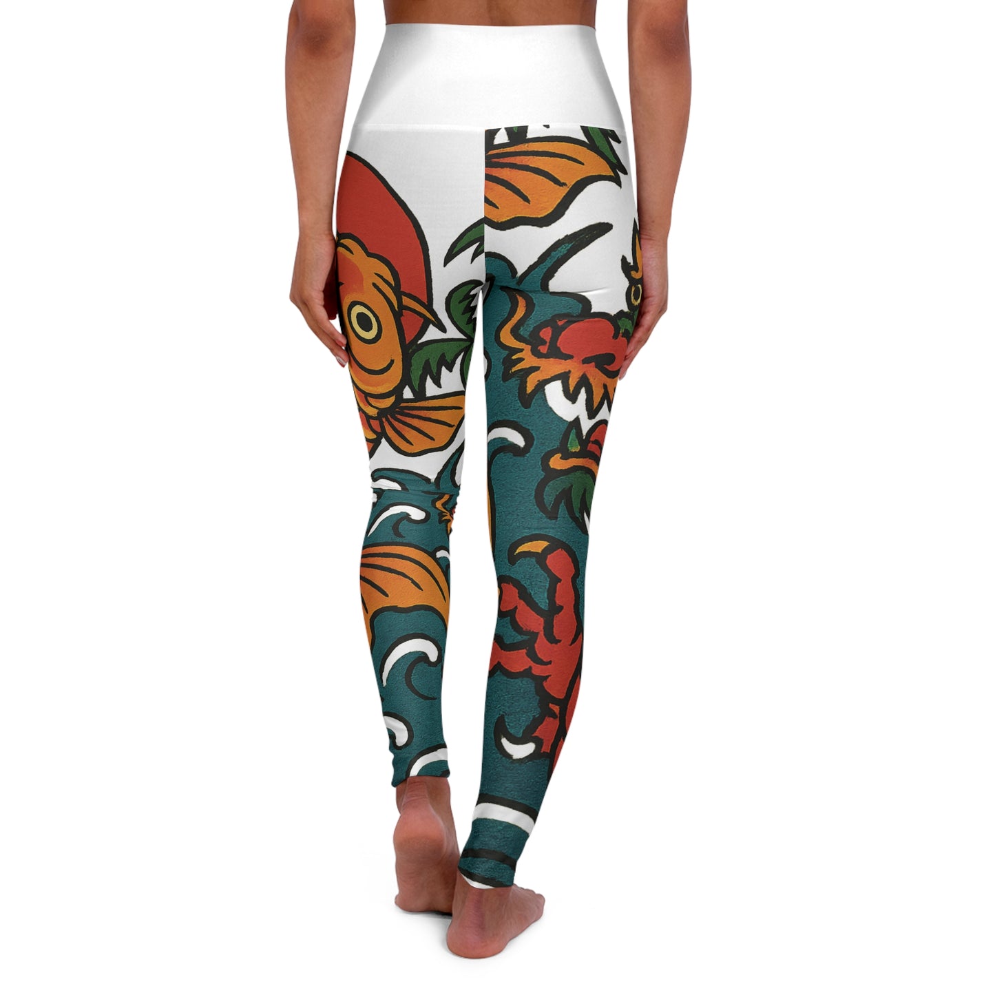 Colorful Dragon Print High Waisted Yoga Leggings – Stylish Activewear for Yoga & Fitness Lovers